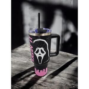 SPIRIT HALLOWEEN GHOST FACE KILLIN IT RHINESTONE TUMBLER 40OZ READY TO SHIP!👻